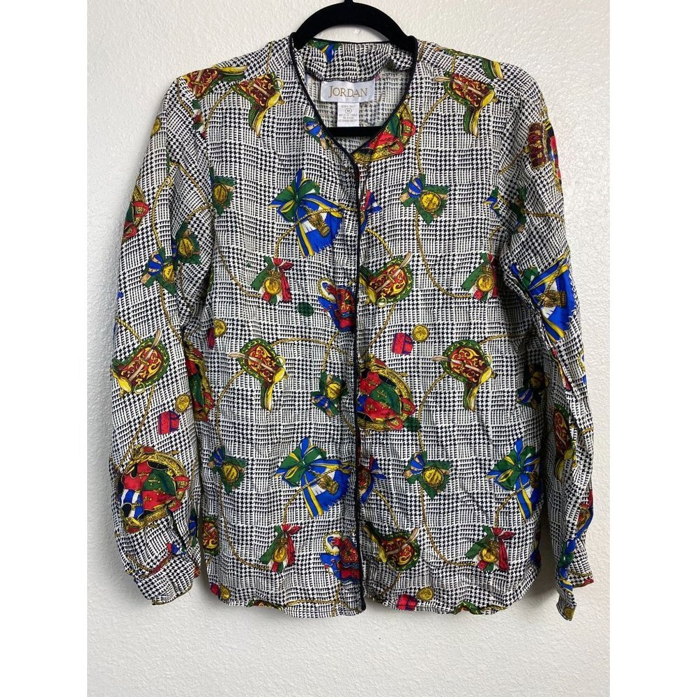 Jordan Silk Top Women's size Medium Artsy Lagenlook Art to wear Boho Multicolor